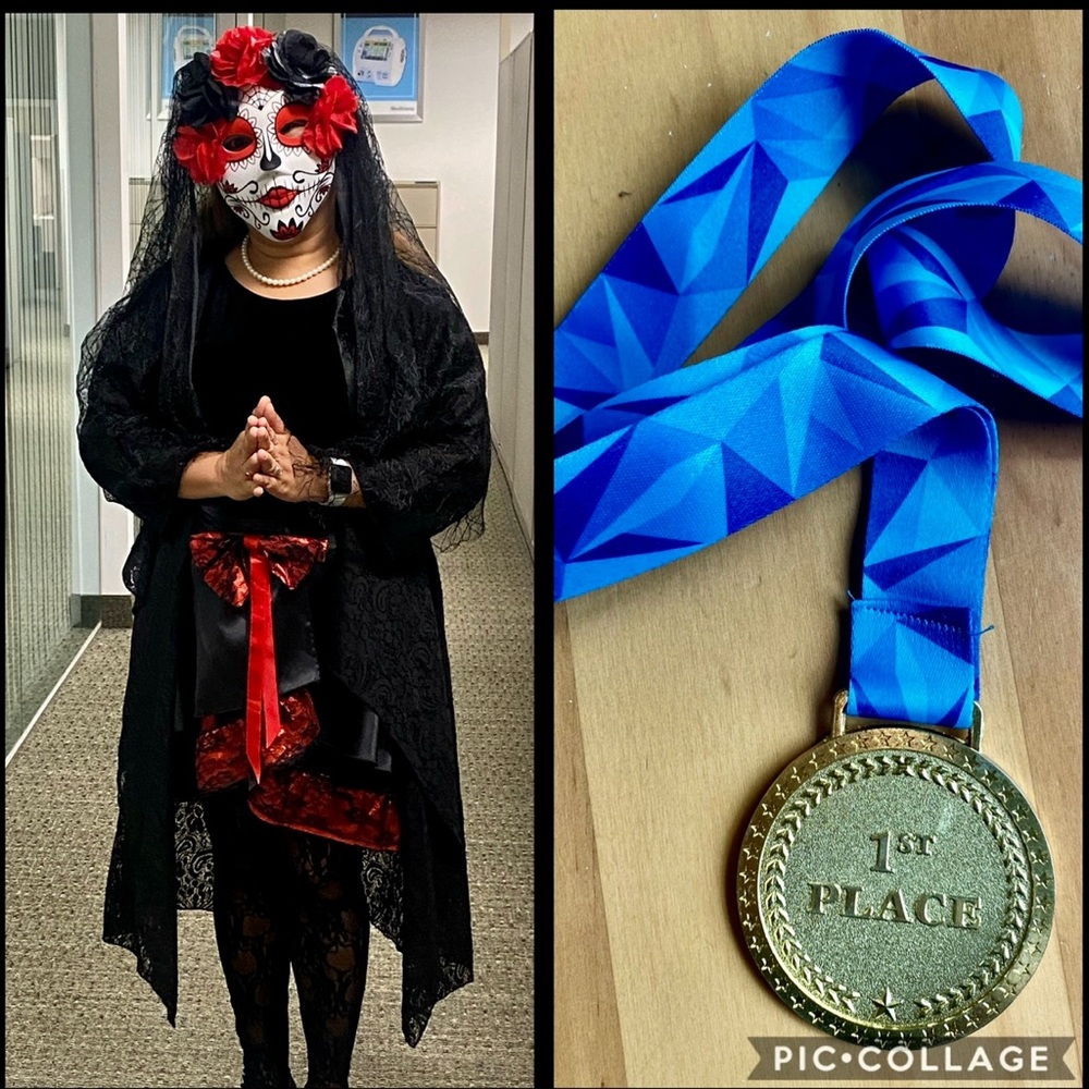 Halloween Day of the Dead Costume with Black Lace Tutu skirt and Coverup